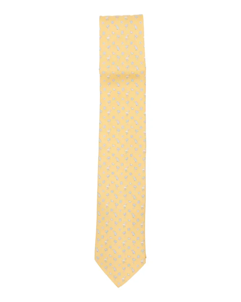 Ferragamo Krawatte mit Flamingo-Print - Gelb Gelb