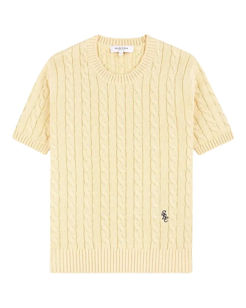 SPORTY & RICH cable-knit embroidered-logo T-shirt - Gelb Gelb