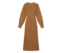 Geripptes Lurex-Strickkleid - Braun