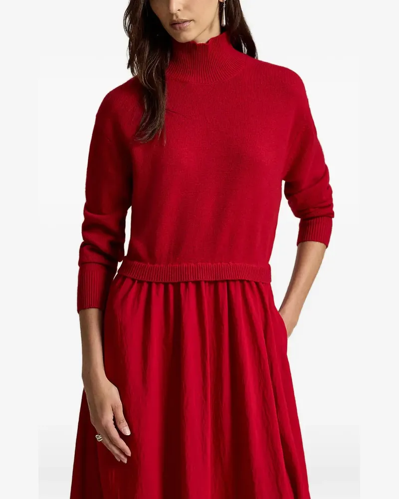 Ralph Lauren Geripptes Midikleid mit Knopfleiste - Rot Rot