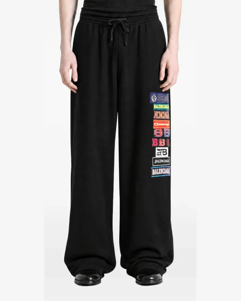 Balenciaga logo-patch drawstring track pants - Schwarz Schwarz