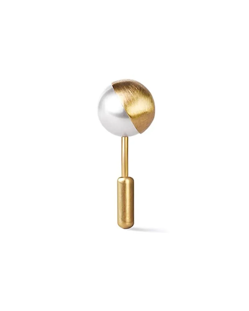 SHIHARA 135°' Kettenohrring mit halber Perle - Metallic Metallic