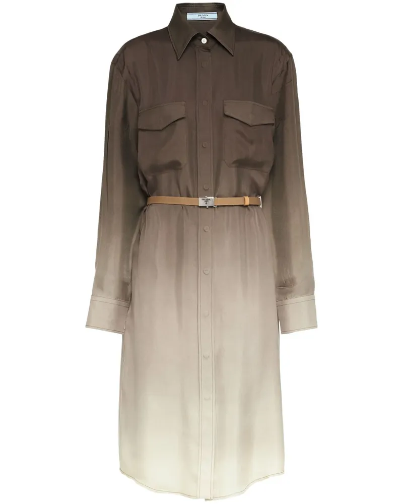 Prada Seiden-Hemdkleid mit Farbverlauf - Grün Grün
