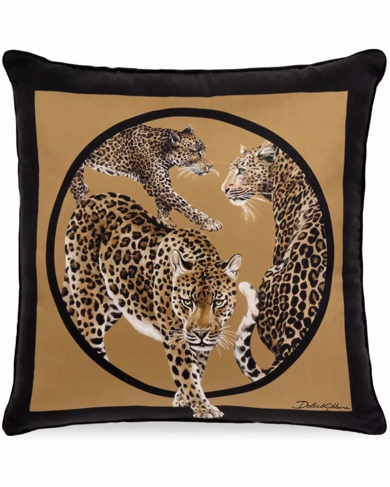 Dolce & Gabbana Seidenkissen mit Leoparden-Print - Braun Braun