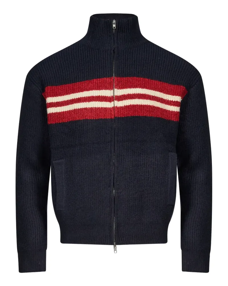 Song For The Mute striped ribbed-knit zip-up cardigan - Blau Blau