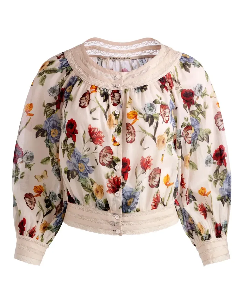 Alice + Olivia Geraffte Cherelle Bluse - Nude Nude