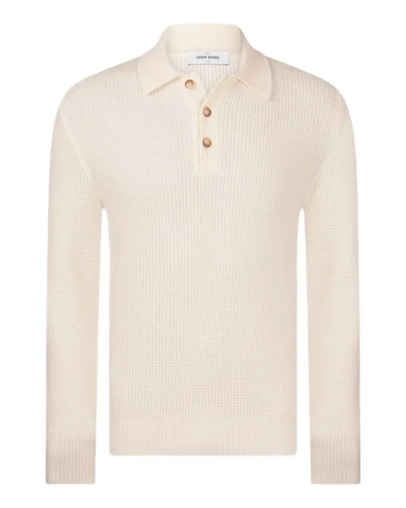 Gran Sasso waffle-knit wool polo shirt - Nude Nude