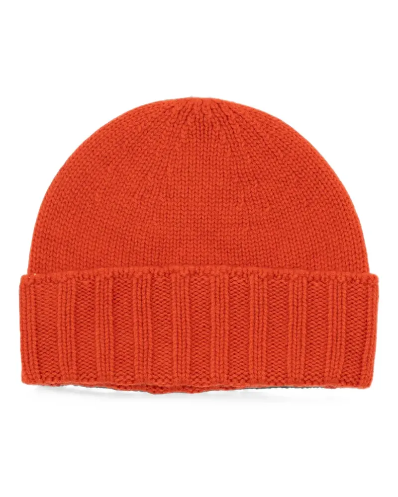 Drumohr  ribbed-trim cashmere beanie hat - Orange Orange