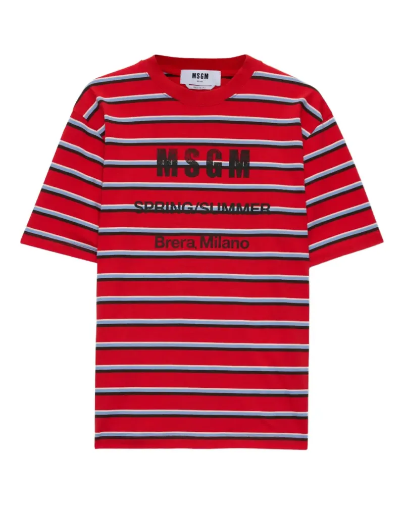 MSGM Gestreiftes T-Shirt - Rot Rot