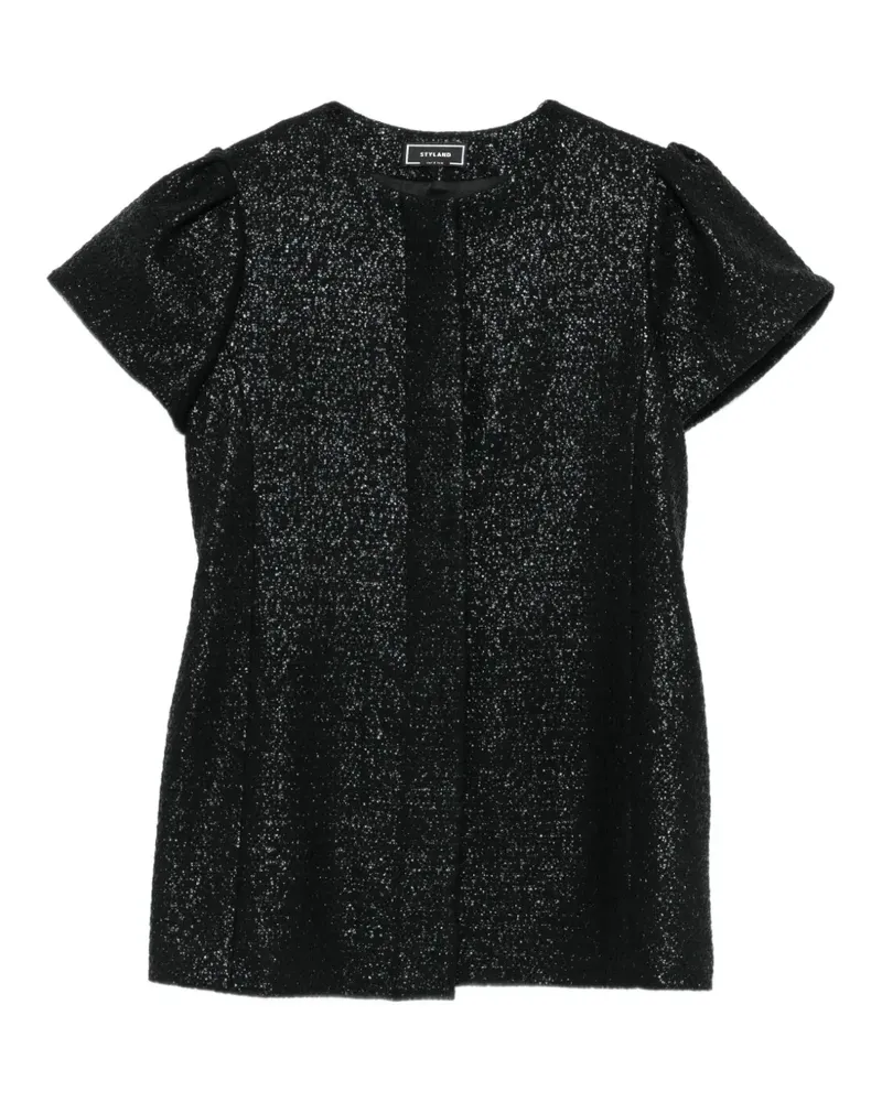 STYLAND tweed short-sleeve coat - Schwarz Schwarz