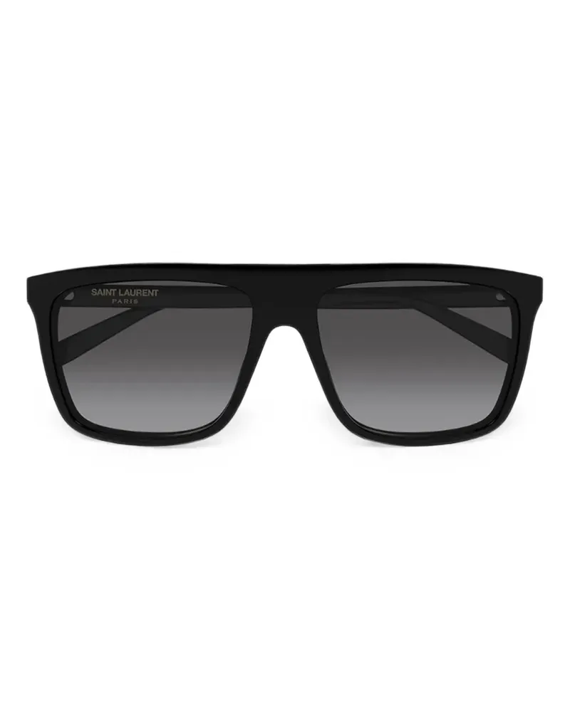 Saint Laurent Sonnenbrille mit eckigem Gestell - Schwarz Schwarz