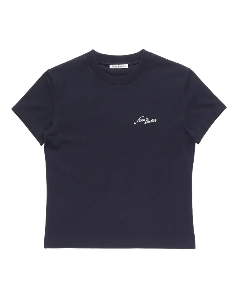 Acne Studios T-Shirt mit Logo-Stickerei - Blau Blau