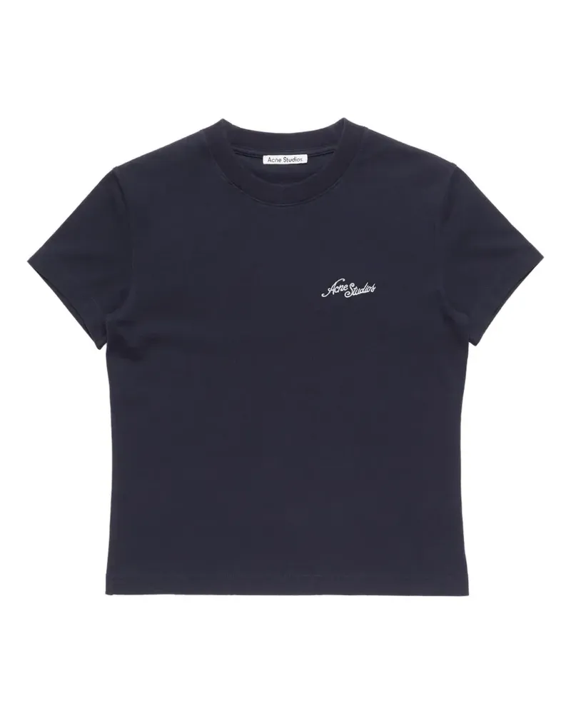 Acne Studios T-Shirt mit Logo-Stickerei - Blau Blau
