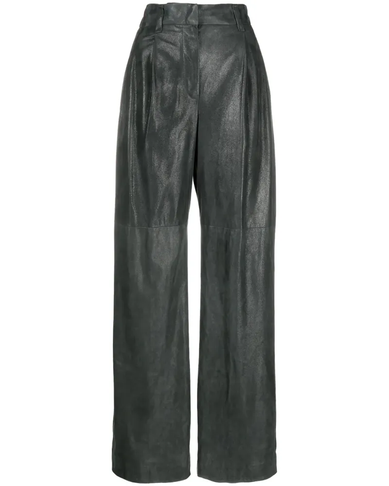 Brunello Cucinelli Lederhose mit geradem Bein - Grün Grün