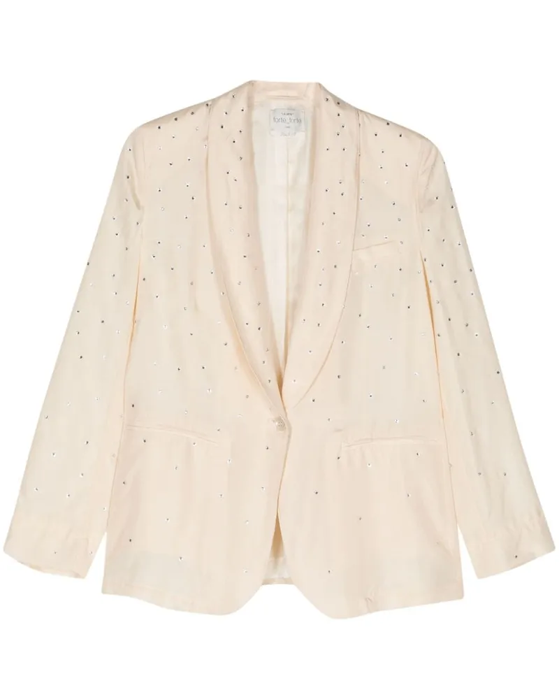 forte_forte Einreihiger Blazer mit Strass Nude