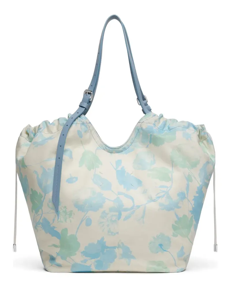 Maison Margiela Mittelgroßer Tote Bag mit Blumen-Print - Blau Blau