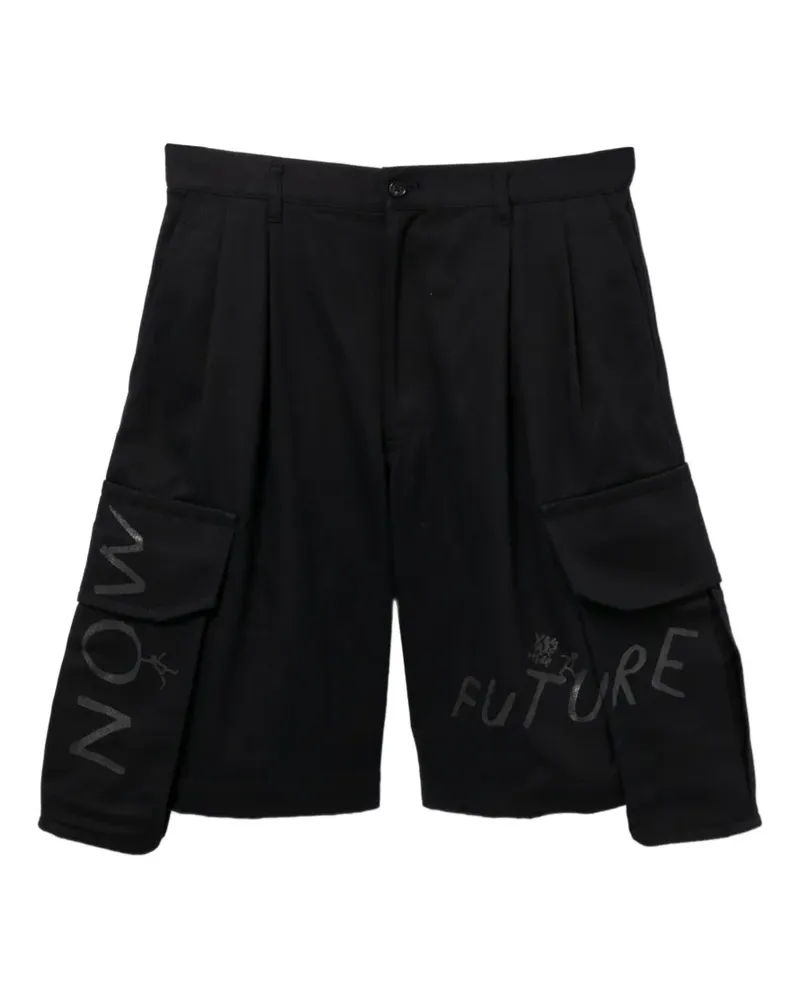 Comme des Garçons Weite Cargo-Shorts mit Slogan-Print - Blau Blau