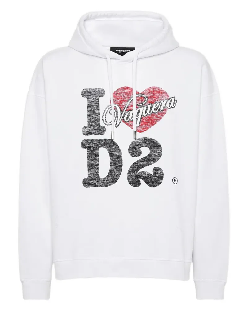 Dsquared2 Vaquera Destroyed Relax-Fit Hoodie - Weiß Weiß