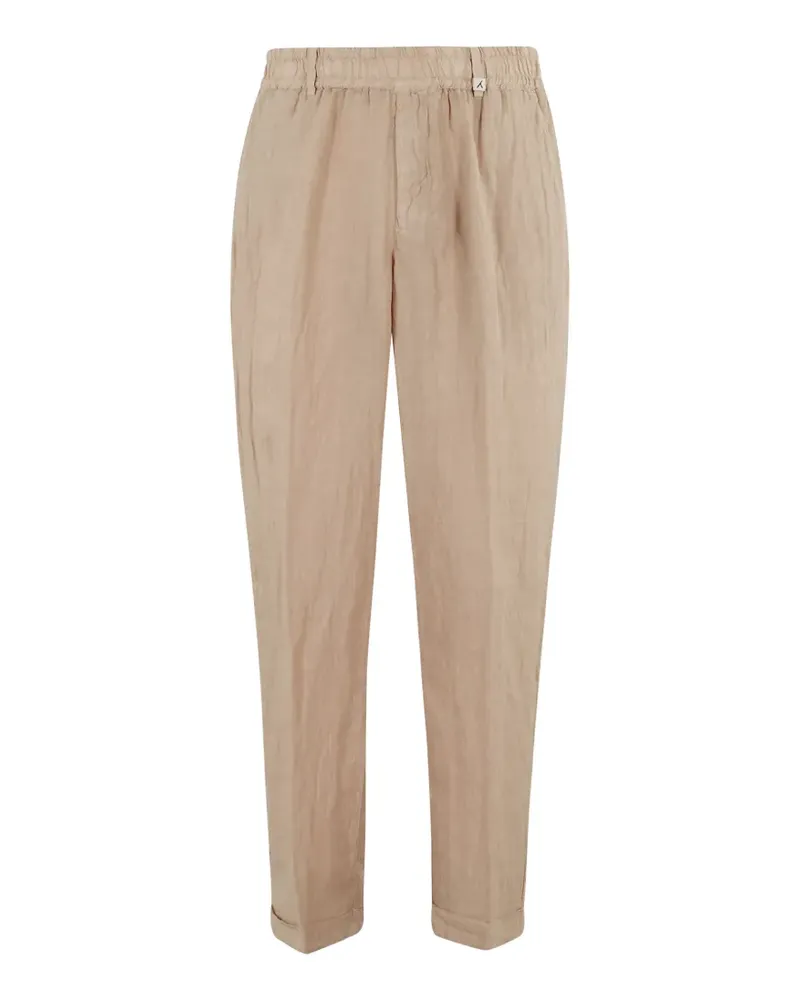 MYTHS Ares elasticated-waistband turned-up-hem trousers - Nude Nude