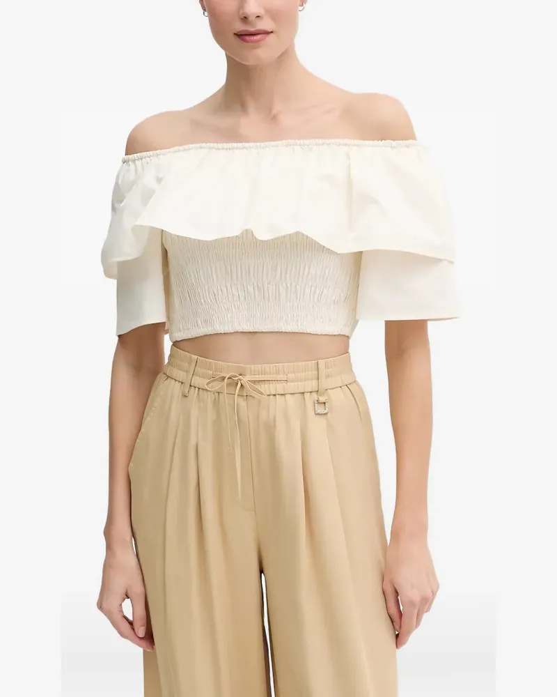 Gaudi ruffled shirred-panel top - Nude Nude