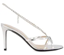 Kristallverzierte Sandalen mit hohem Absatz - Grau