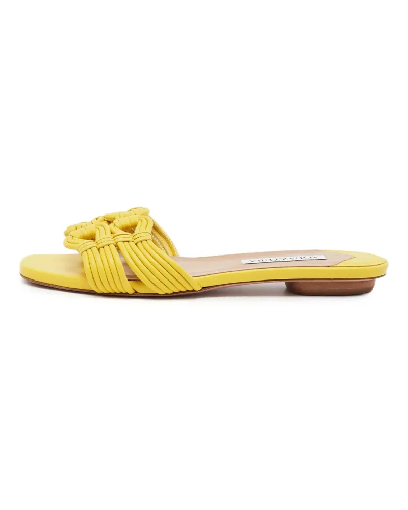 Aquazzura Pantoletten aus Leder - Gelb Gelb