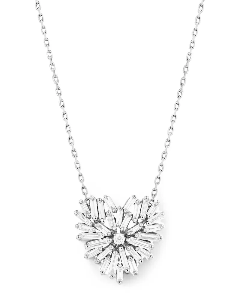 Suzanne Kalan Emaillierte Halskette mit Diamant-Herzanhänger - Silber Silber