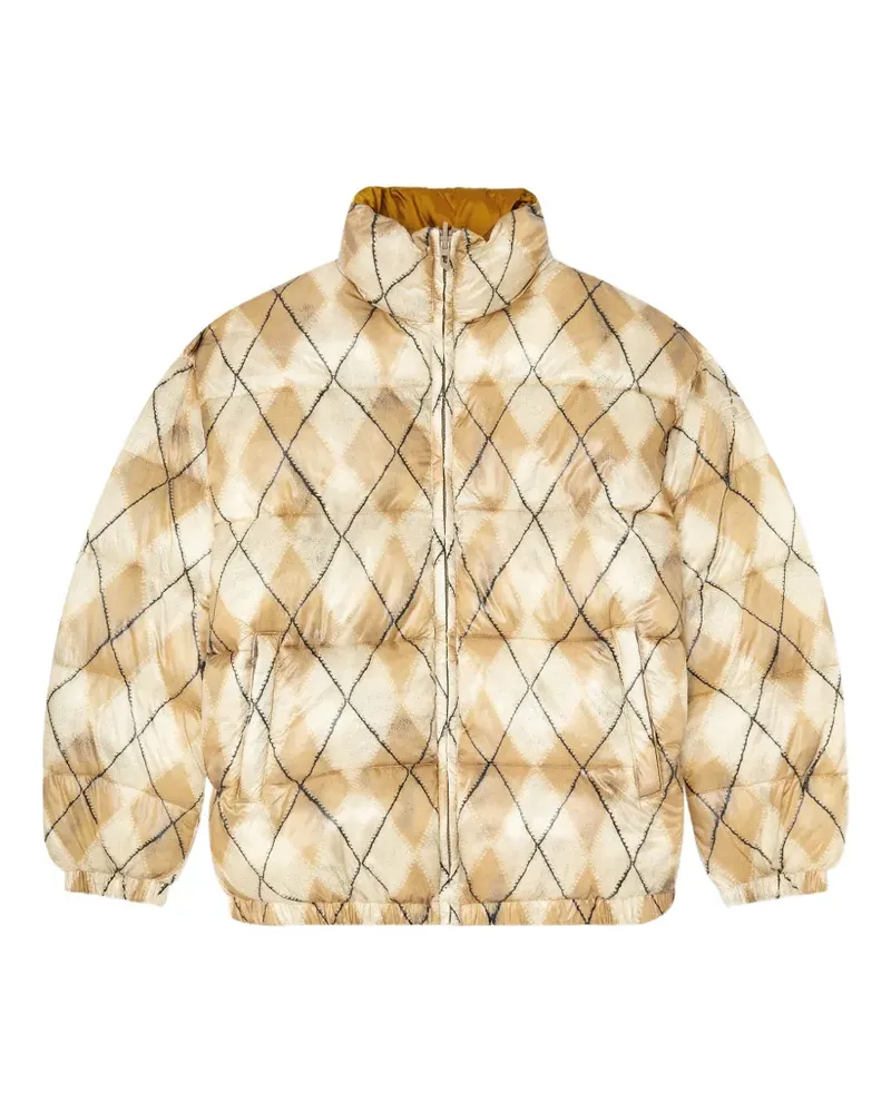 Diesel reversible puffer jacket with argyle print - Nude Nude