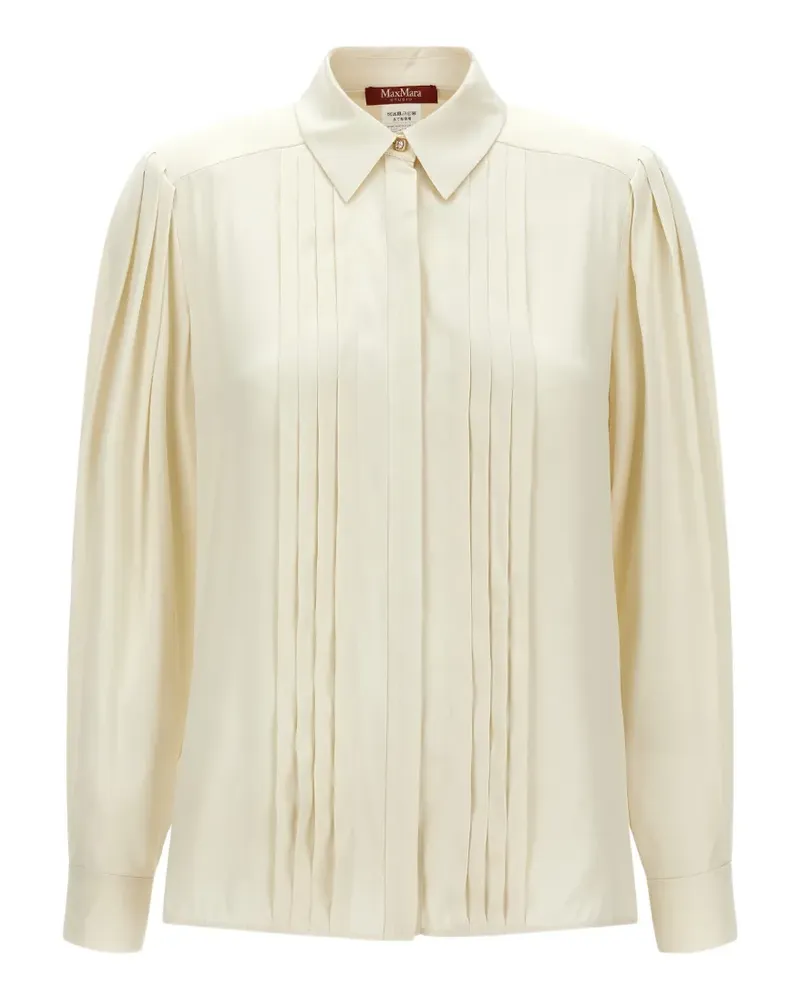 Max Mara Vongola Seidenhemd mit Falten - Nude Nude