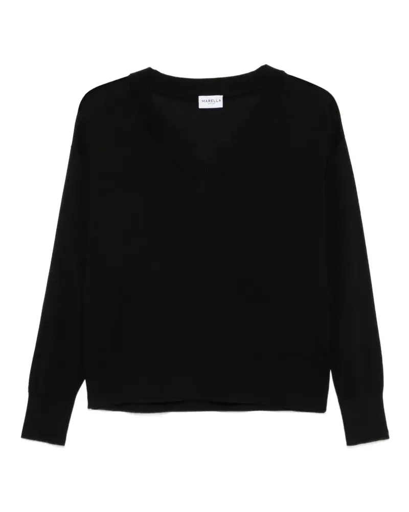 MARELLA V-neck long-sleeve sweater - Schwarz Schwarz