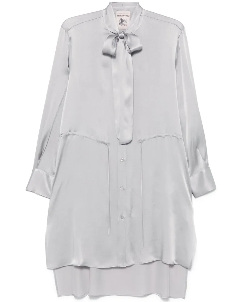 Semicouture Minikleid mit Schleifenkragen - Grau Grau