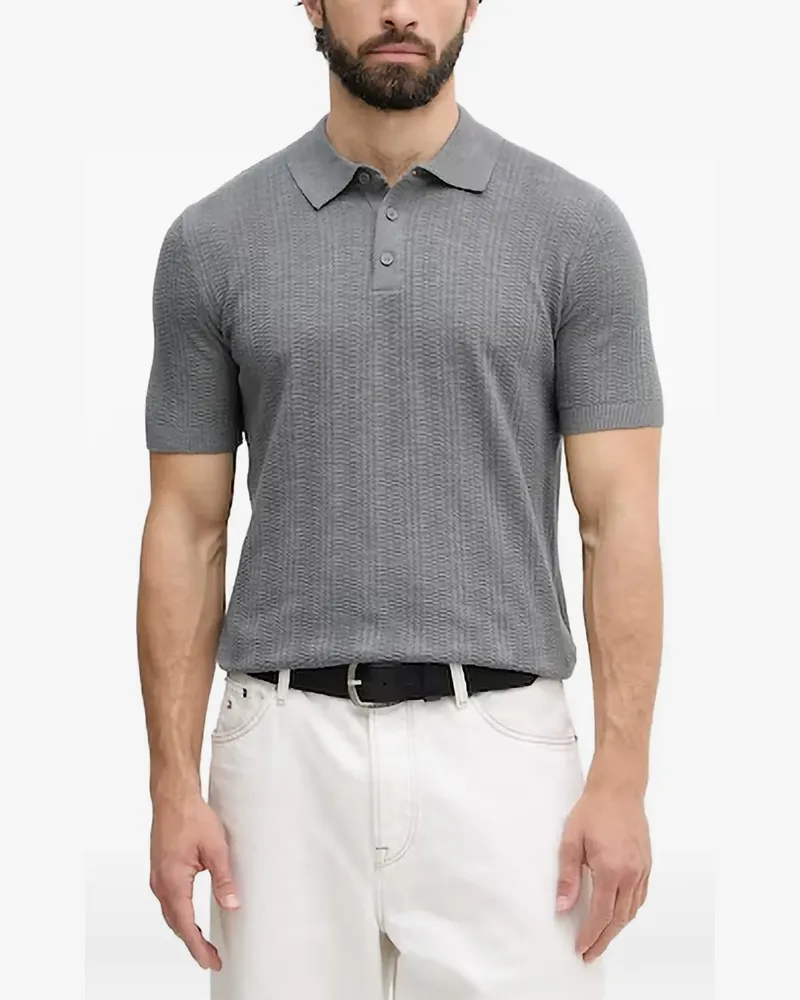 Benetton textured-knit polo shirt - Grau Grau