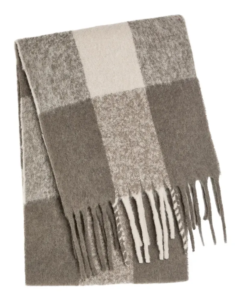 Eileen Fisher checked fringe scarf - Grau Grau