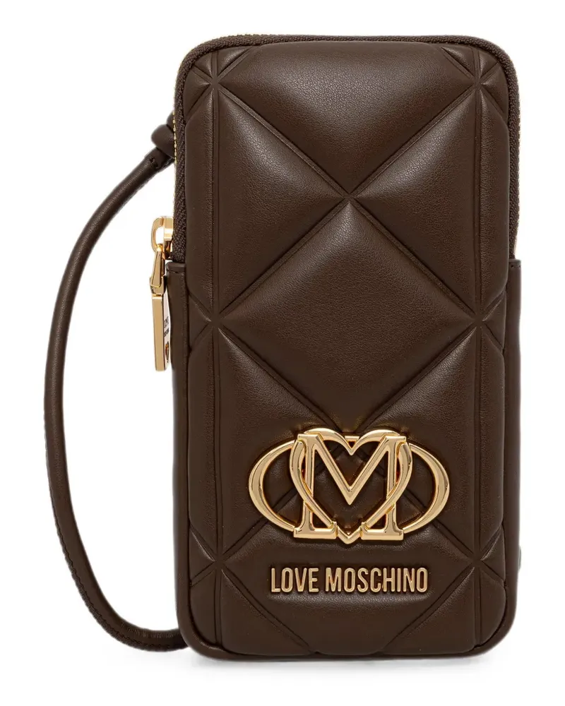 Moschino quilted logo-plaque phone bag - Braun Braun