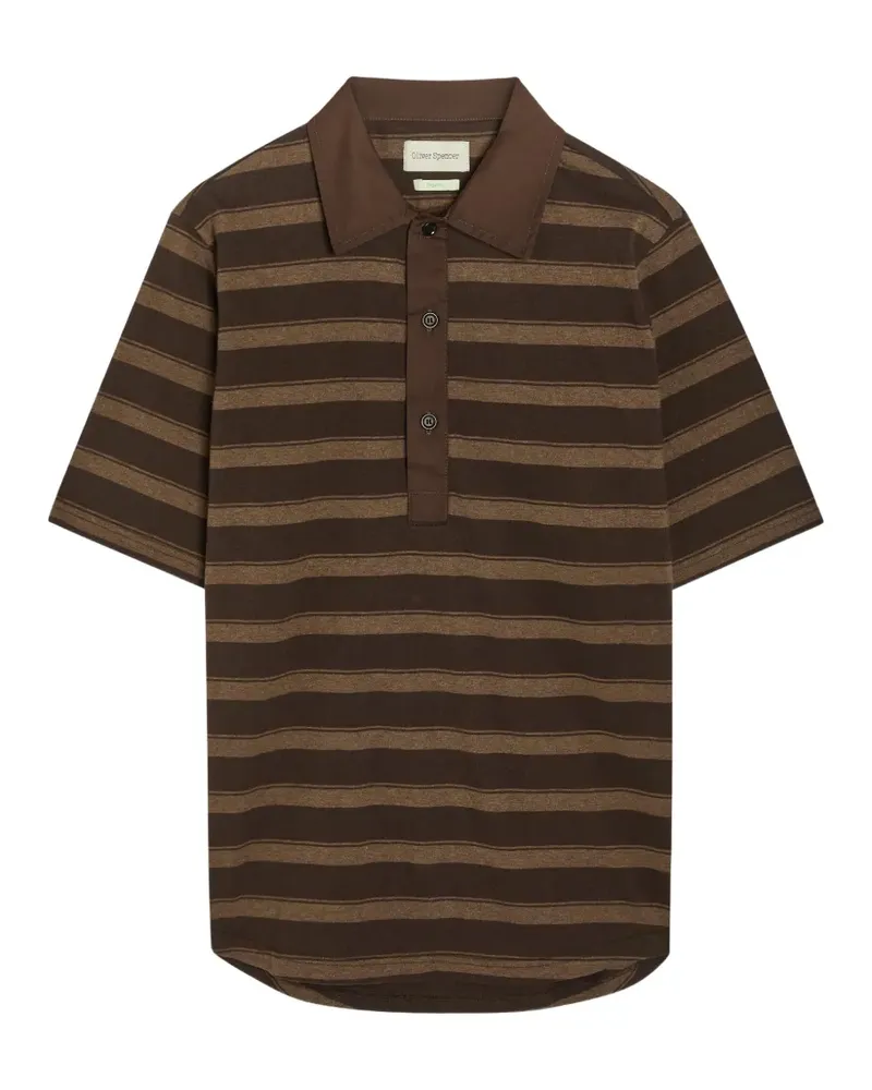 Oliver Spencer Stanfield striped short-sleeved polo shirt - Braun Braun