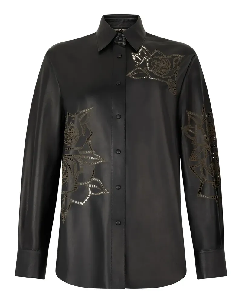 Roberto Cavalli Hemd mit Nieten-Blumendetail - Schwarz Schwarz