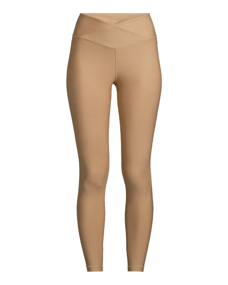 Casall crossover-waistband logo-print leggings - Nude Nude