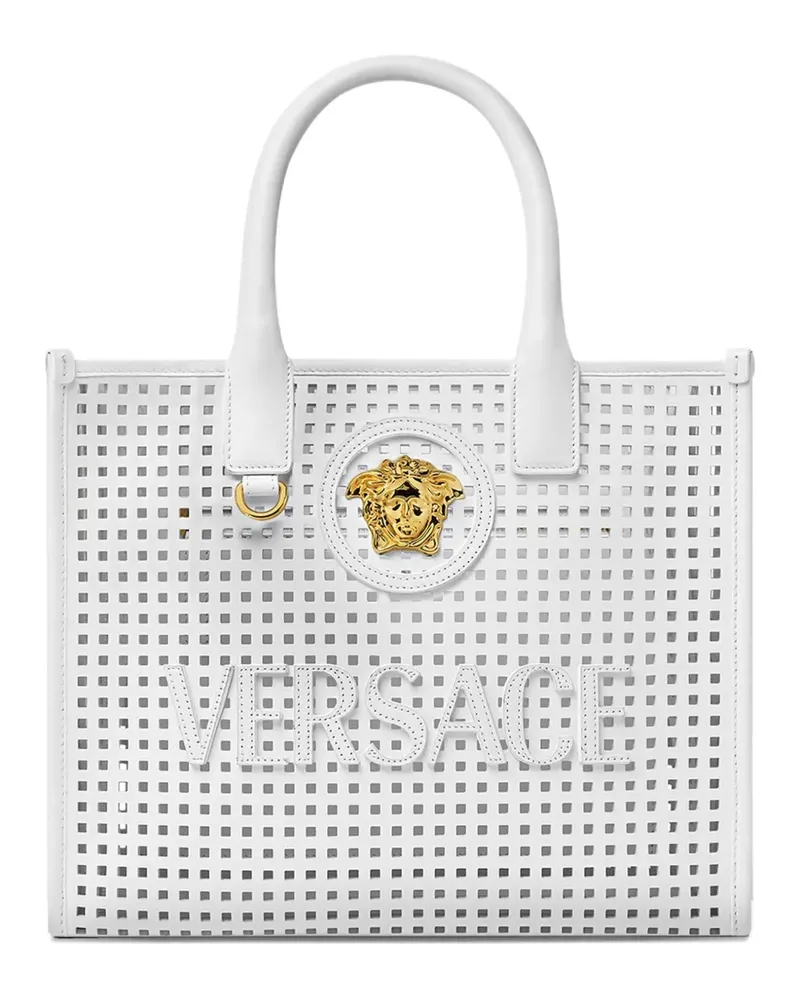Versace Perforierter Tote Bag mit Medusa-Schild - Weiß Weiß