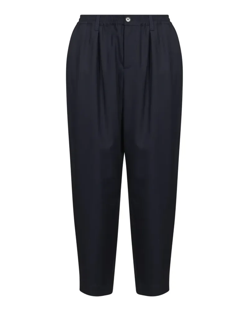 Marni deep blue tropical-wool trousers with drawstring waist - Blau Blau