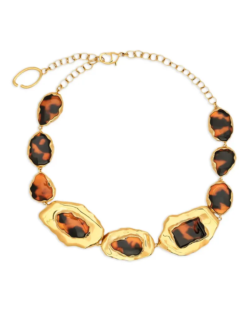 Oscar de la Renta tortoise stone collar necklace - Gold Gold