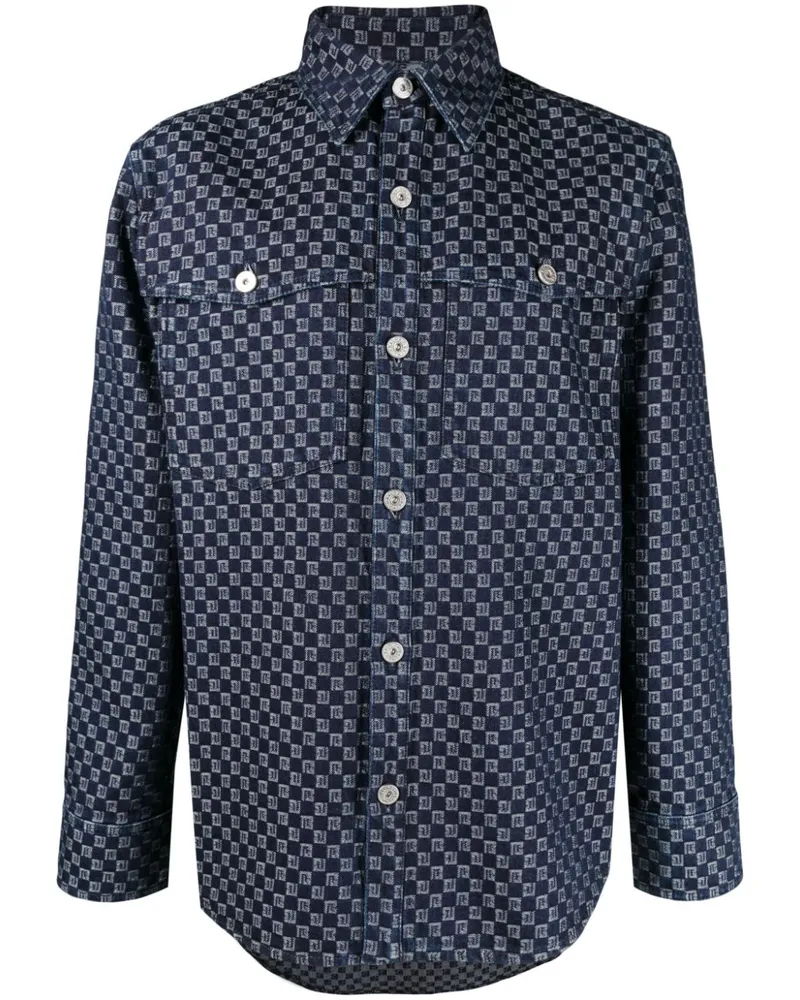 Balmain Jeanshemd aus Monogramm-Jacquard - Blau Blau