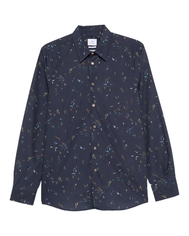 Paul Smith print-detail long-sleeve shirt - Blau Blau