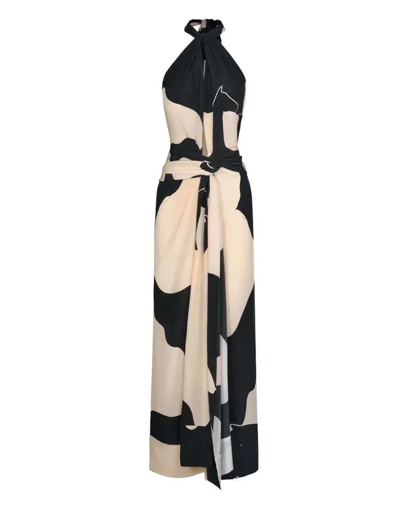 Johanna Ortiz Shadows halterneck abstract maxi dress - Nude Nude