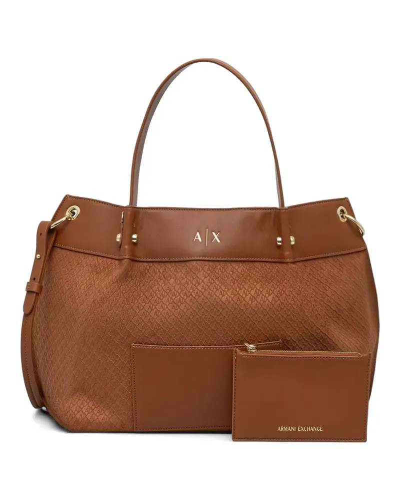Armani Exchange monogram-pattern logo-detail tote bag - Braun Braun