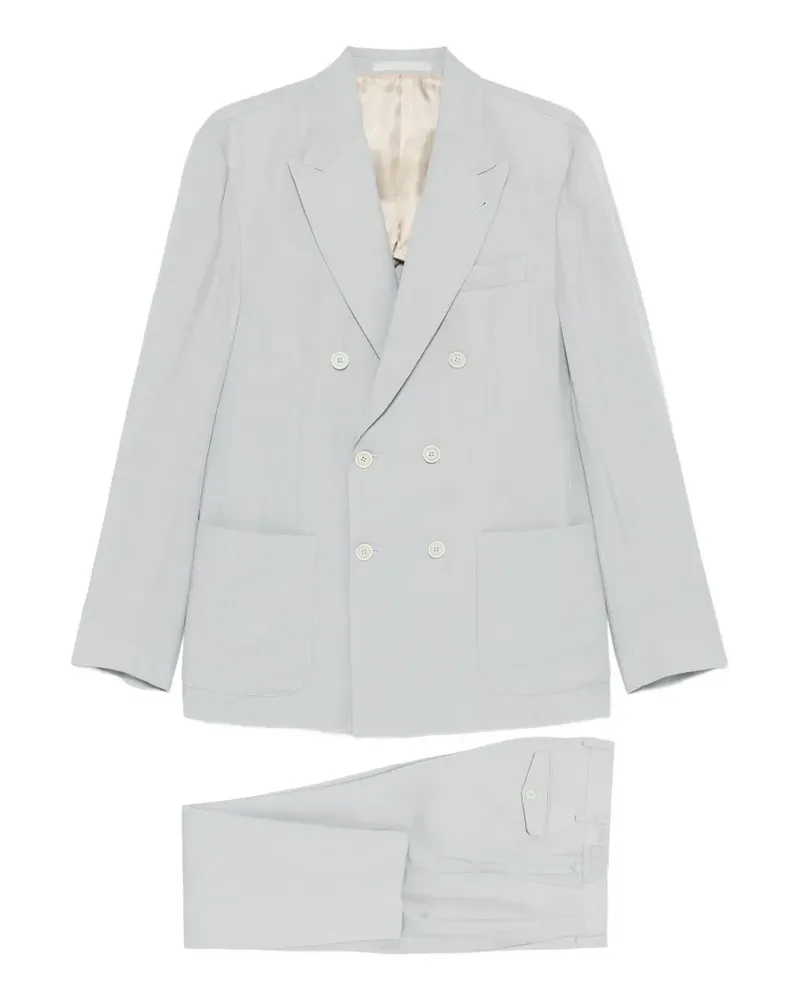 Eleventy Doppelreihiger Anzug aus Leinen - Blau Blau