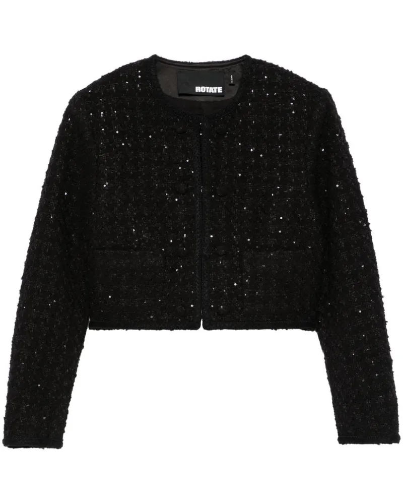 ROTATE Birger Christensen Bouclé-Jacke im Cropped-Design - Schwarz Schwarz