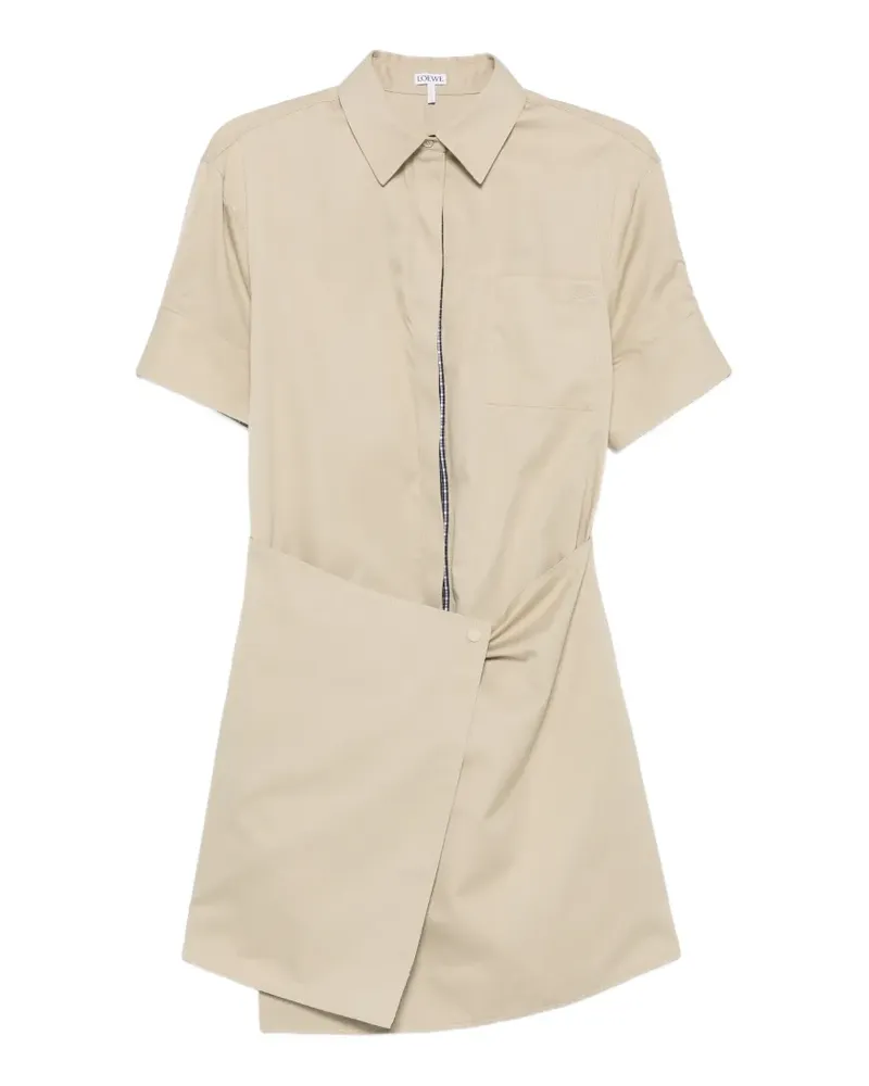 Loewe check-pattern panelled shirt dress - Nude Nude