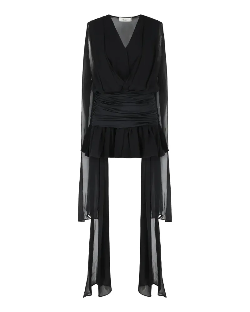 Blumarine draped V-neck mini dress - Schwarz Schwarz