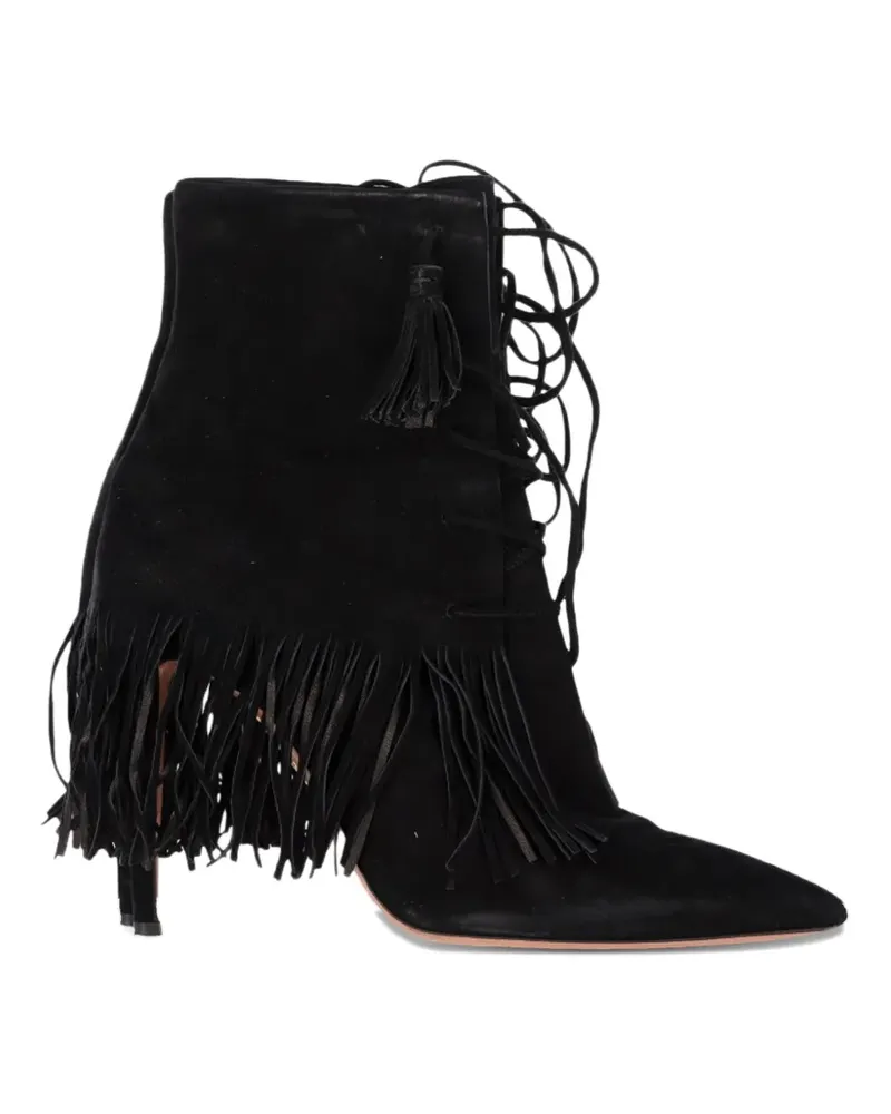 Aquazzura Mustang fringed heeled ankle boots - Schwarz Schwarz