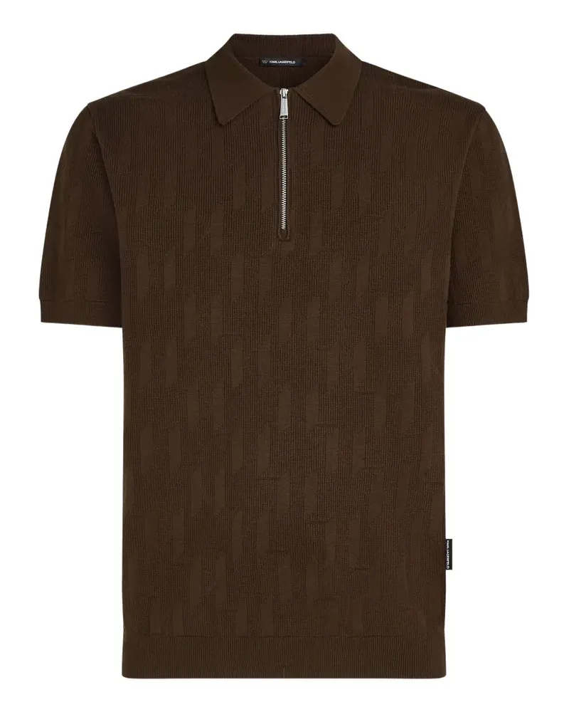 Karl Lagerfeld monogram-pattern polo shirt - Braun Braun